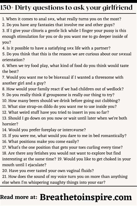 dirty things to tell your girlfriend|421 Dirty Questions to Ask Your Girlfriend to Spice up .